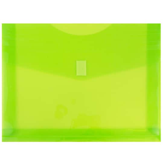 JAM Paper 9.75" x 13" Lime Green Plastic Hook & Loop Closure Envelopes, 12ct.